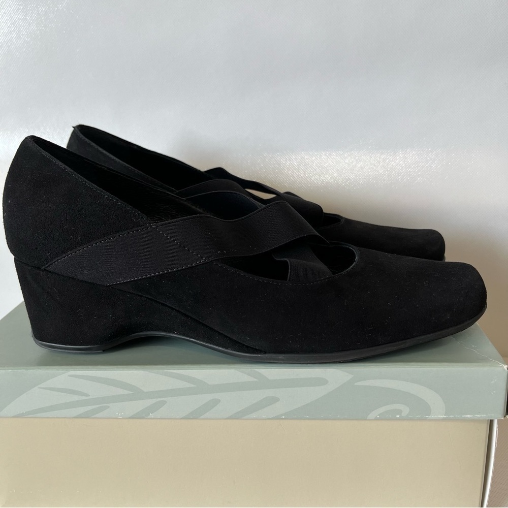 Nurture Black Suede Wedge Shoes